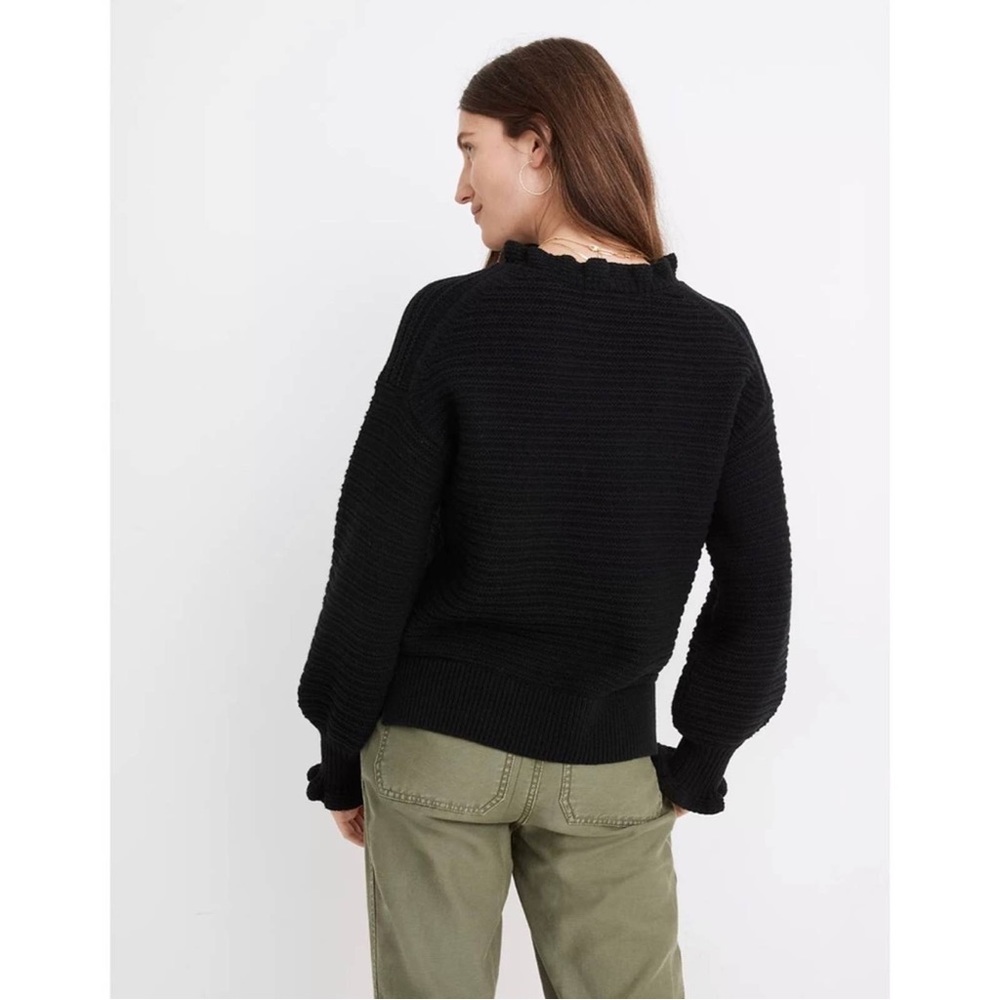 NWT MADEWELL Ruffle-Neck Pullover Sweater in Cotton-Merino Yarn - Picture 3 of 16
